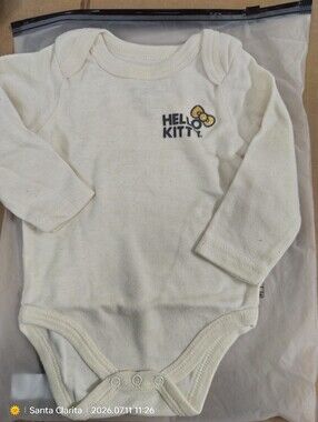 Hello Kitty Cream Long-Sleeve Baby Bodysuit- Bundle Of 8 Items